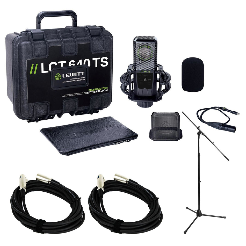Lewitt LCT-640 TS Multi-Pattern Microphone w/ Mic Stand & Cables Bundle