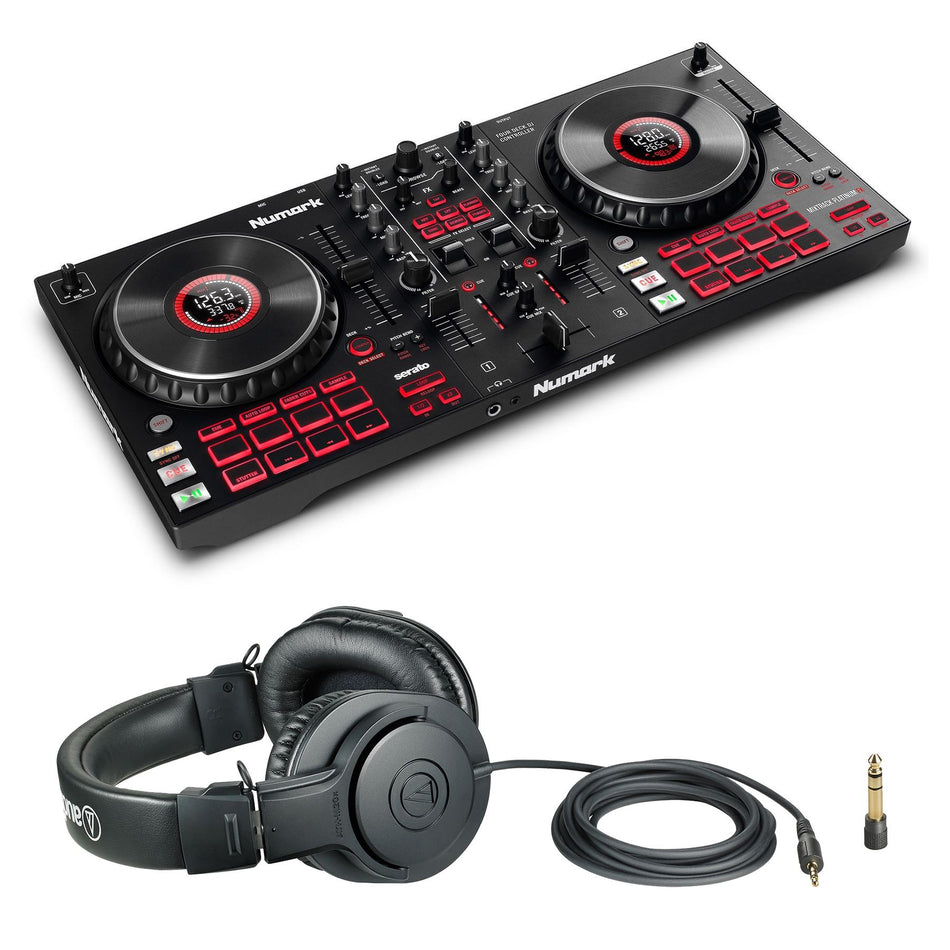 Numark Mixtrack Platinum FX DJ Controller Bundle with Audio-Tehnica ATH-M20x Headphones
