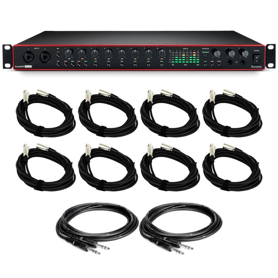 Focusrite Scarlett 18i20 3rd Gen USB Interface w/ 8 XLR & 2 TRS Cables Bundle