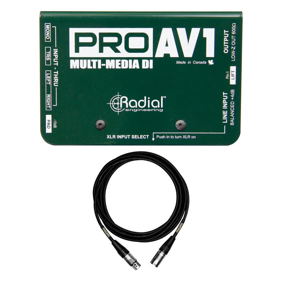 Radial Engineering ProAV1 w/ Premium 15-foot XLR Mogami Microphone Cable Bundle