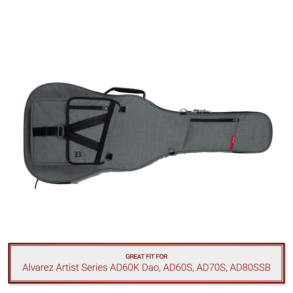 Grey Gator Case fits Alvarez Artist Series AD60K Dao, AD60S, AD70S, or AD80SSB