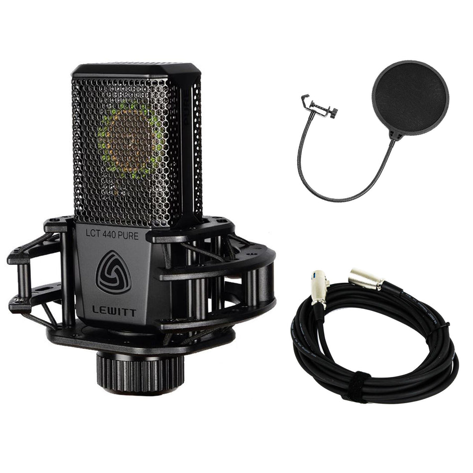 Lewitt LCT-440 Pure Microphone with 20-foot XLR Cable & Pop Filter Bundle