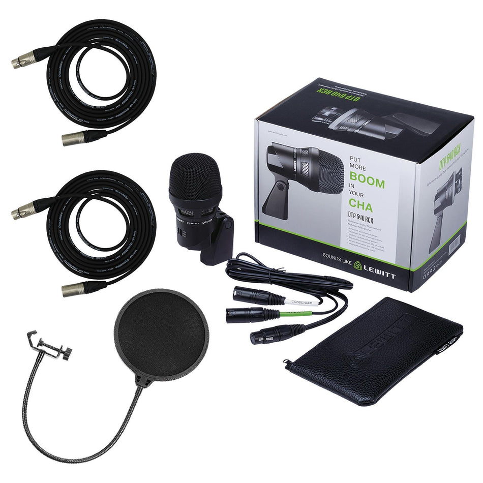 Lewitt DTP-640-Rex Microphone Bundle with Pro Co EXMN-15 XLR Cables & Pop Filter