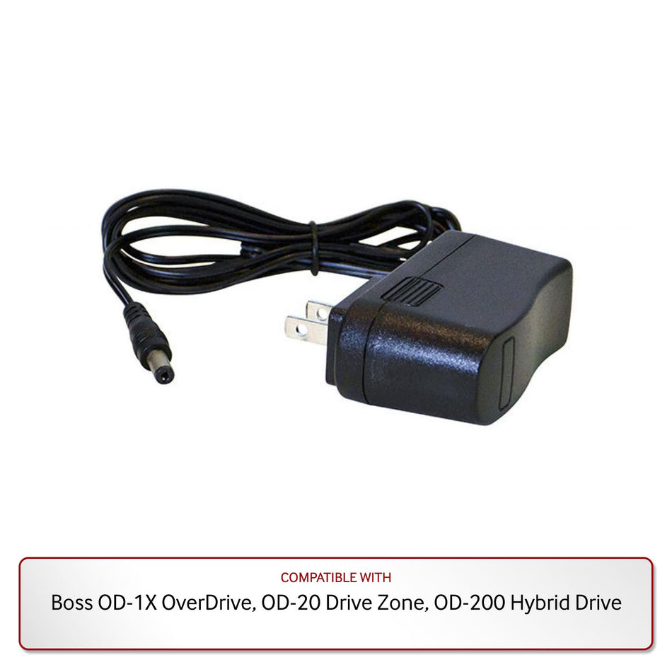 9V Power Supply for Boss OD-1X OverDrive, OD-20 Drive Zone, OD-200 Hybrid Drive