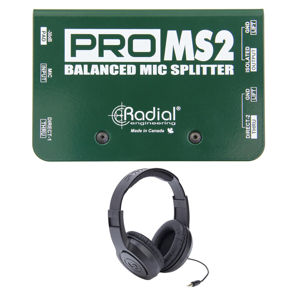 Radial Engineering ProMS2 Bundle with Samson SR350 Headphones