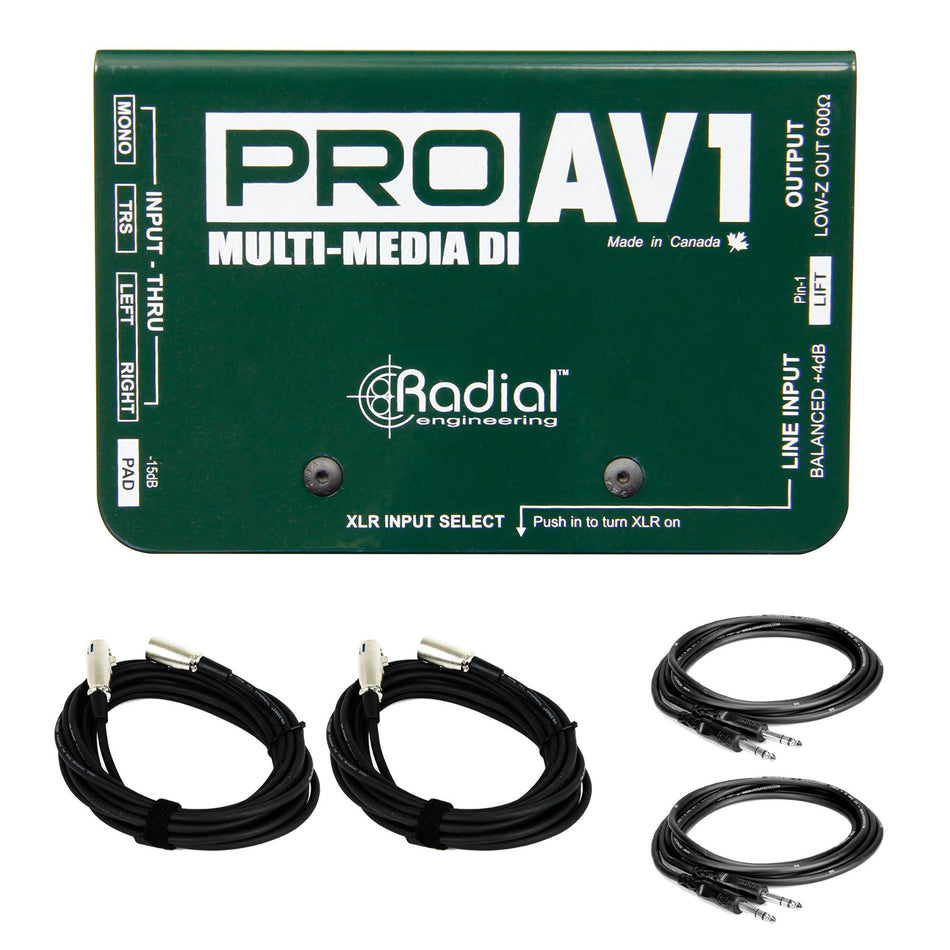 Radial Engineering ProAV1 w/ 2 XLR & 2 TRS Cables Bundle