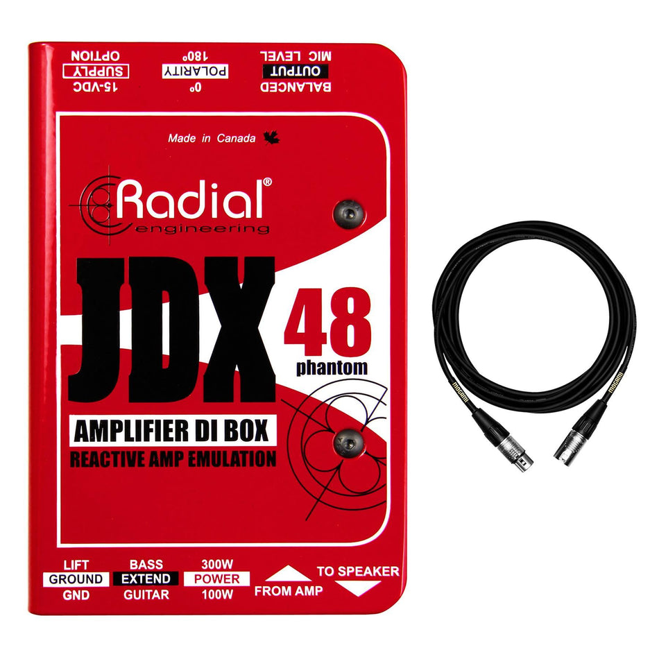 Radial Engineering JDX 48 Reactor w/ 1 Premium Mogami XLR Cables Bundle