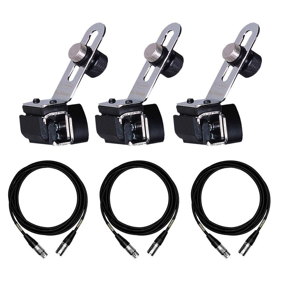 3-Pack of Avantone PK-1 Pro-Klamp Drum Rim Mounts Bundle with Mogami XLR Cables