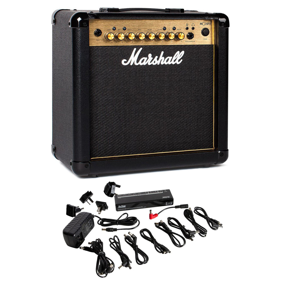 Marshall MG15GFX Combo Amplifier Bundle with On-Stage Pedal Power Bank
