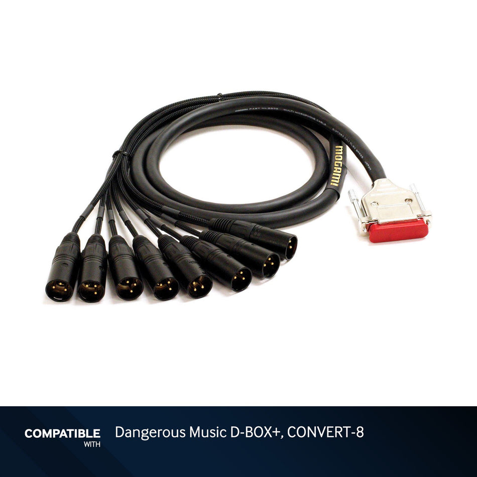20-foot Mogami Gold DB25 to XLRM 8-Channel Snake for Dangerous Music D-BOX+, CONVERT-8
