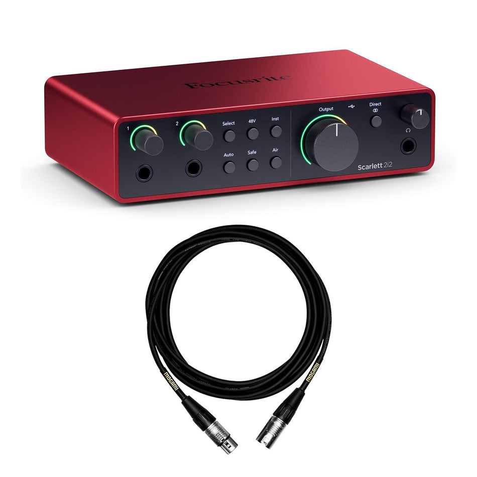 Focusrite Scarlett 2i2 (4th Gen) USB-C Audio Interface Bundle with Mogami XLR Cable