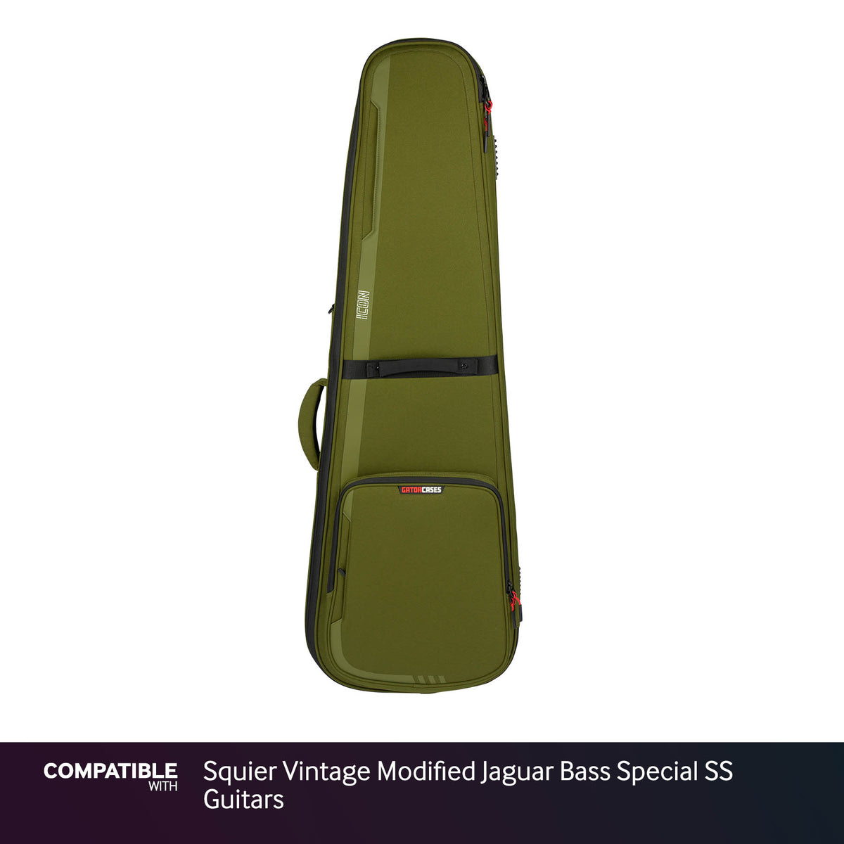 Gator Green ICON Case for Squier Vintage Modified Jaguar Bass Special SS Guitars