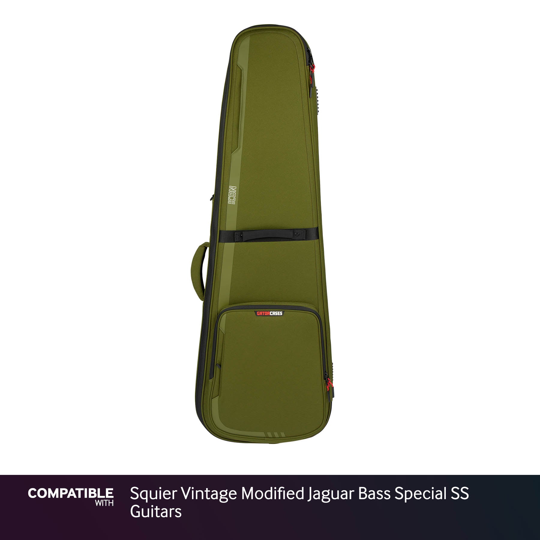 Gator Green ICON Case for Squier Vintage Modified Jaguar Bass Special SS Guitars
