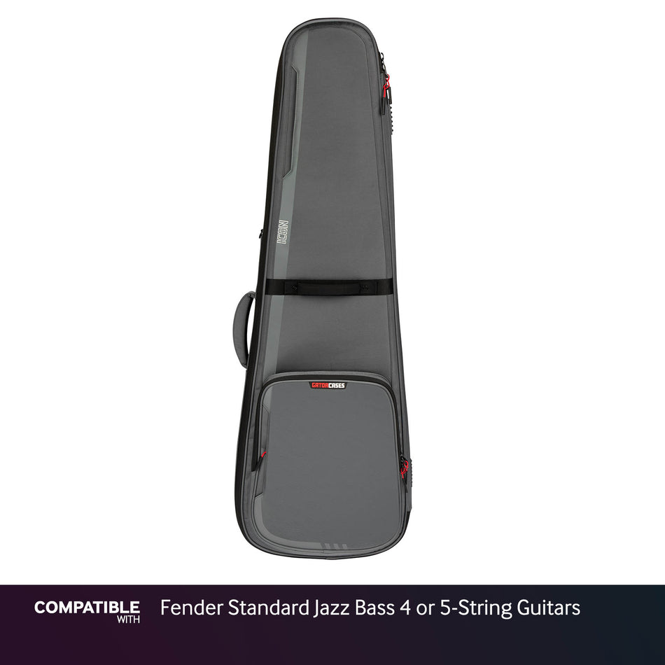 Gator Gray ICON Case for Fender Standard Jazz Bass 4 or 5-String Guitars