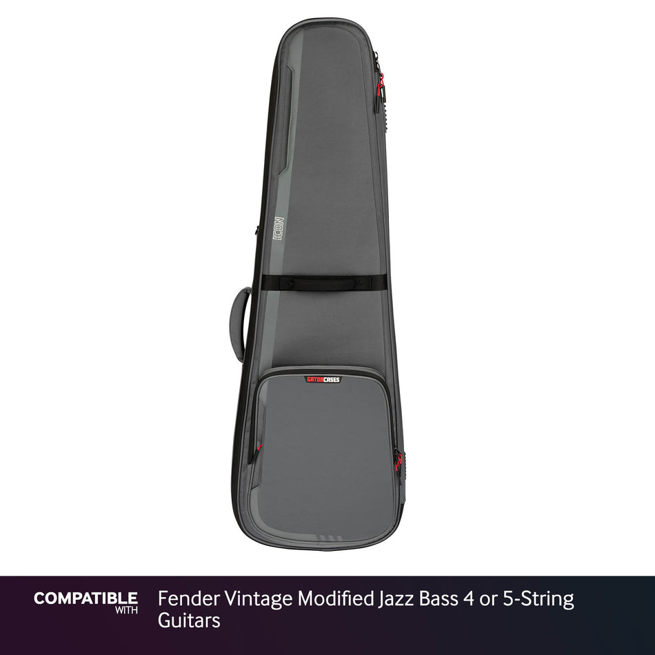 Gator Gray ICON Case for Fender Vintage Modified Jazz Bass 4 or 5-String Guitars
