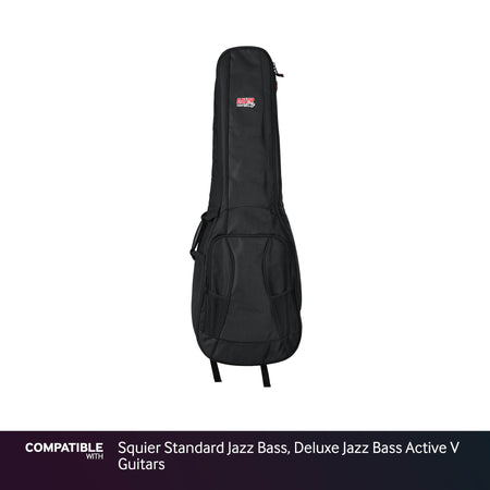 Gator Dual Compartment Gig Bag for Squier Standard Jazz Bass, Deluxe Jazz Bass Active V Guitars