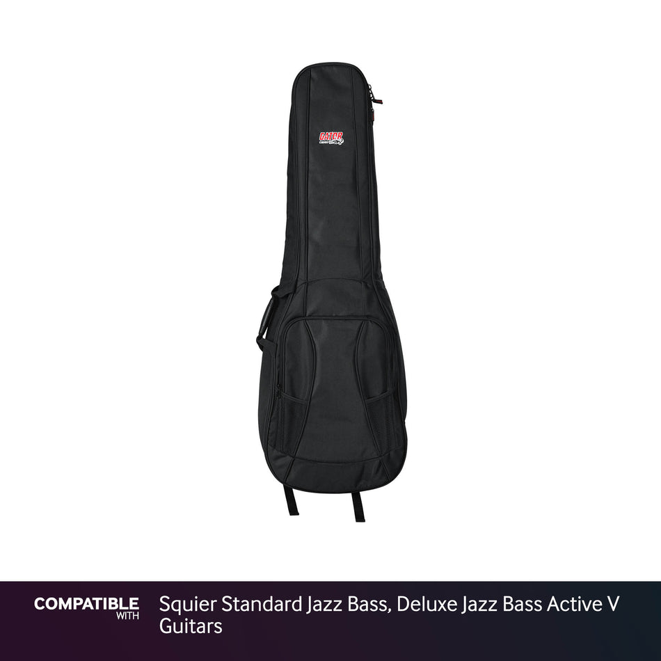 Gator Dual Compartment Gig Bag for Squier Standard Jazz Bass, Deluxe Jazz Bass Active V Guitars