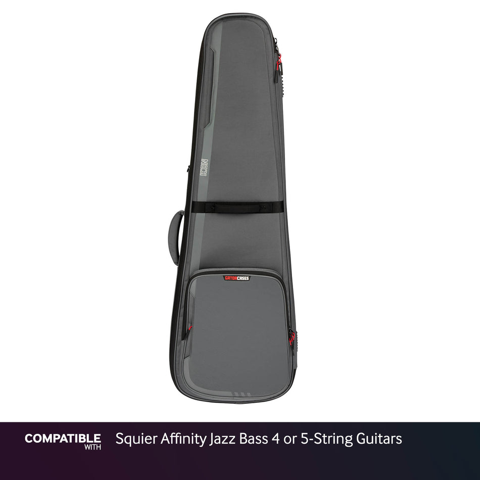 Gator Gray ICON Case for Squier Affinity Jazz Bass 4 or 5-String Guitars