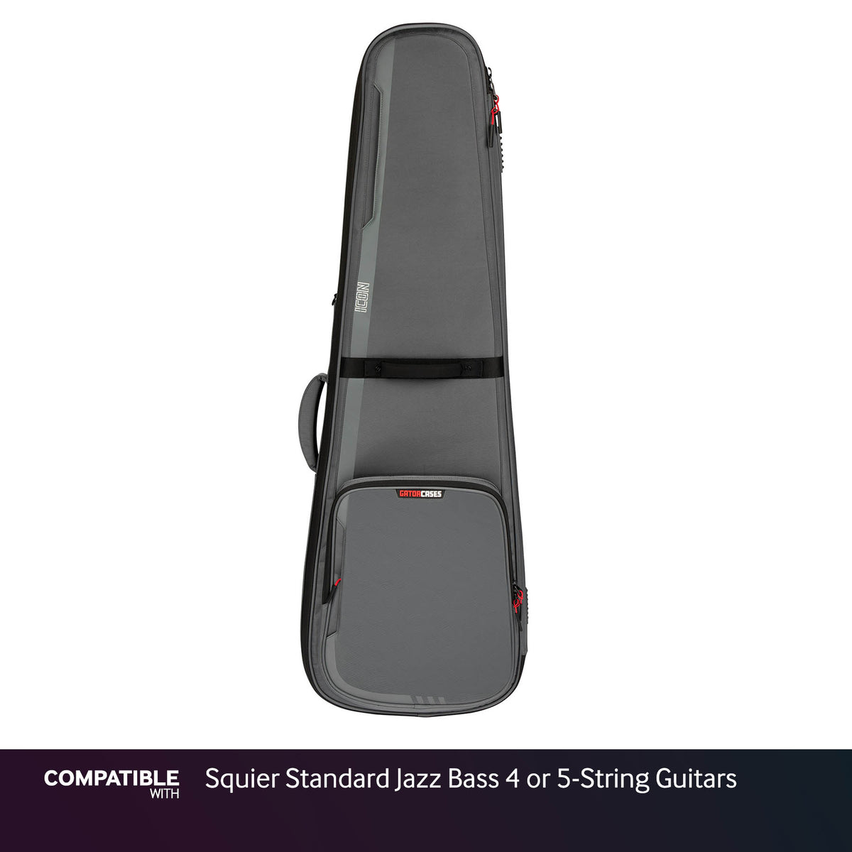 Gator Gray ICON Case for Squier Standard Jazz Bass 4 or 5-String Guitars