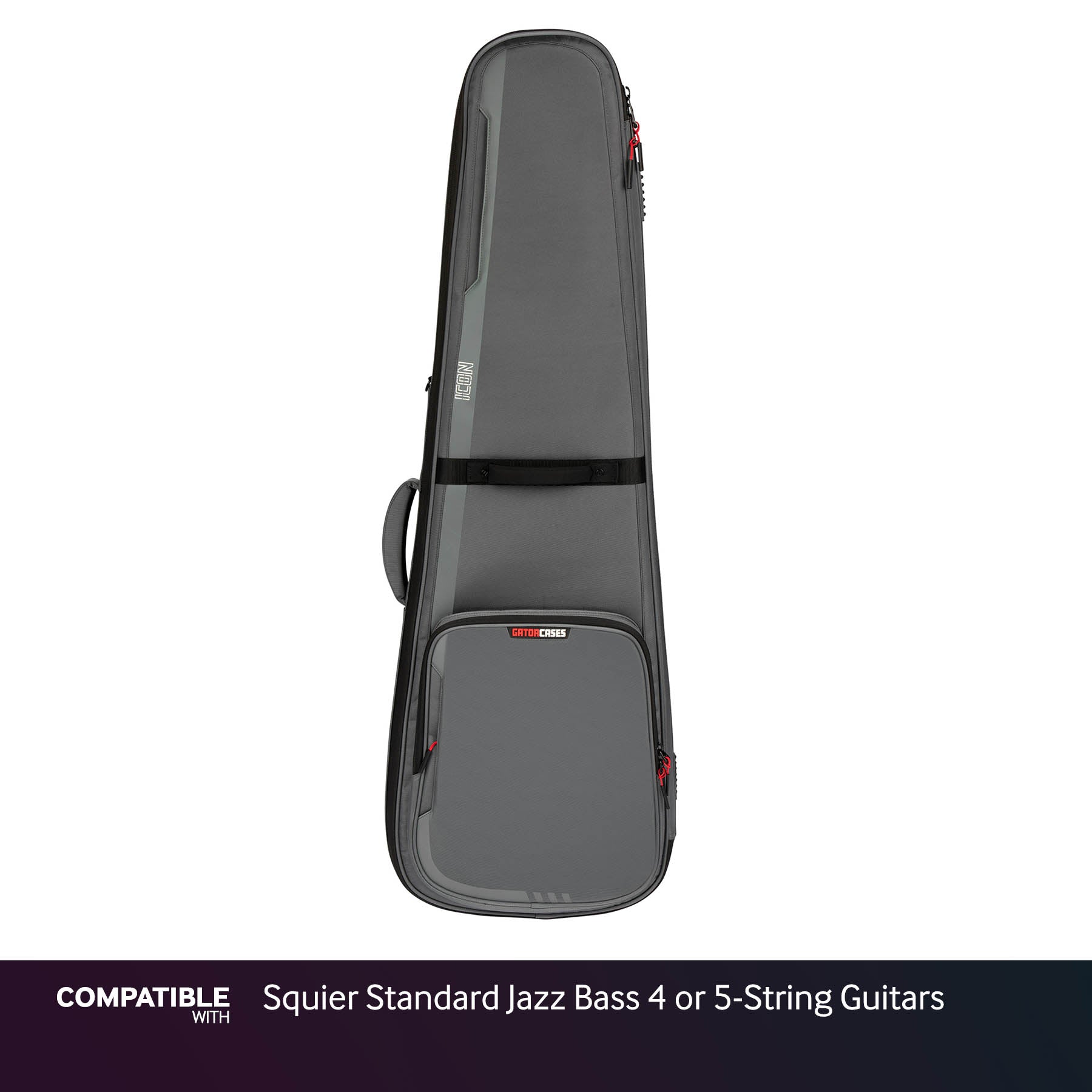 Gator Gray ICON Case for Squier Standard Jazz Bass 4 or 5-String Guitars