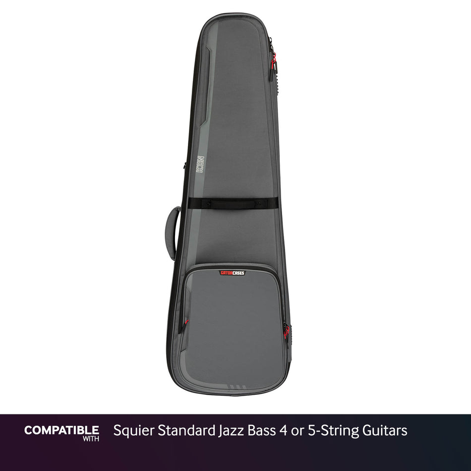 Gator Gray ICON Case for Squier Standard Jazz Bass 4 or 5-String Guitars