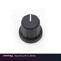 Black Knob with Cap (with Indicator Line) for Rane HC-6, PE-15, SM-26