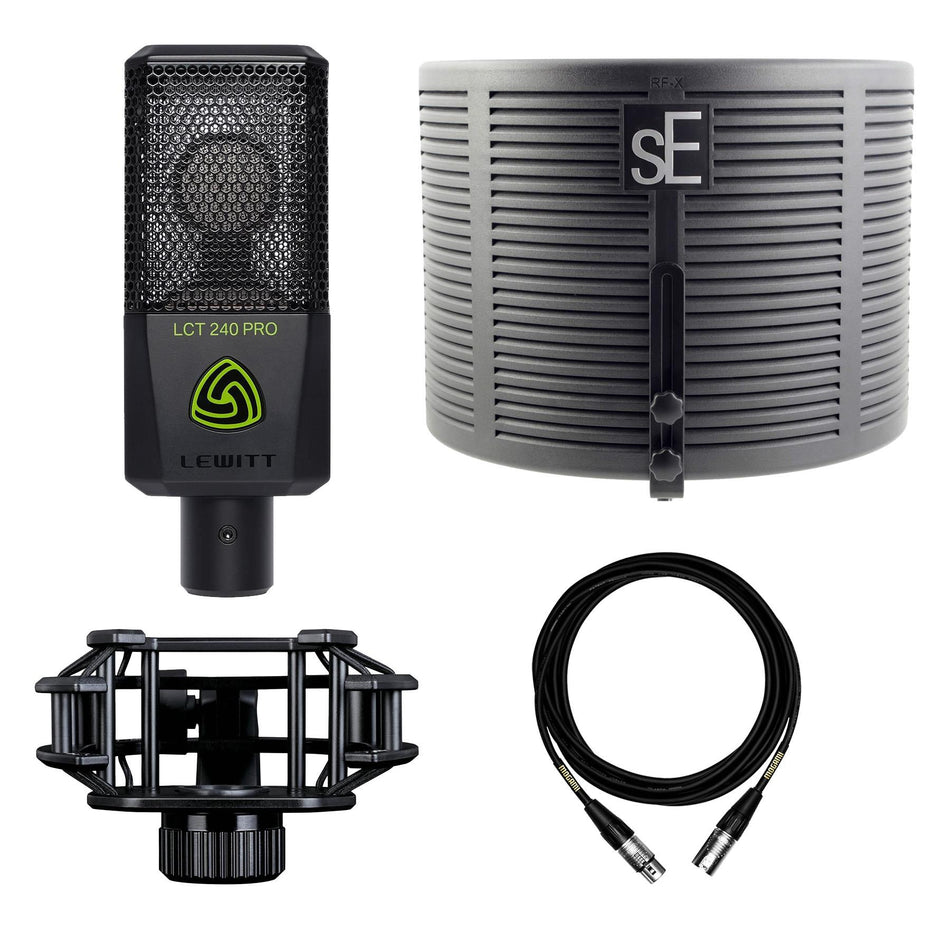 Black Lewitt LCT 240 Pro Microphone Value Pack w/ sE Electronics RF-X & Mogami XLR Cable Bundle