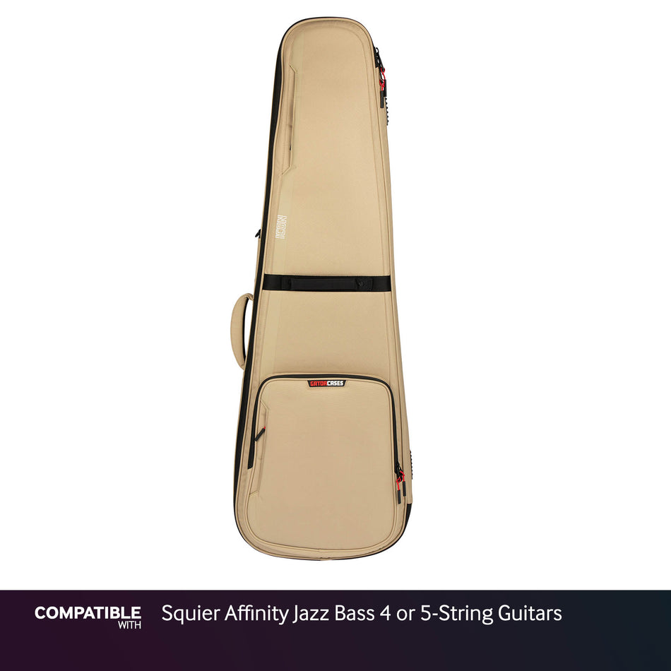Gator Khaki ICON Case for Squier Affinity Jazz Bass 4 or 5-String Guitars