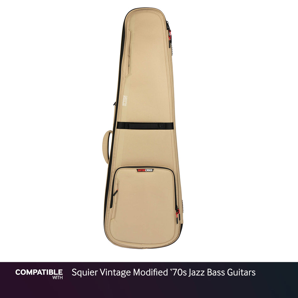 Gator Khaki ICON Case for Squier Vintage Modified '70s Jazz Bass Guitars