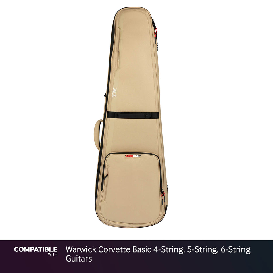 Gator Khaki ICON Case for Warwick Corvette Basic 4-String, 5-String, 6-String Guitars
