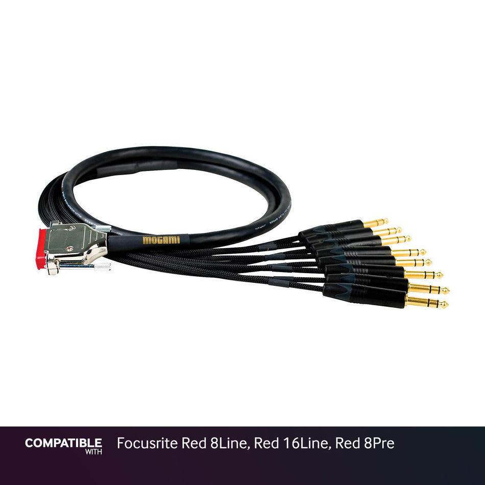 Mogami Gold 3-foot DB25 to TRS Snake for Focusrite Red 8Line, Red 16Line, Red 8Pre