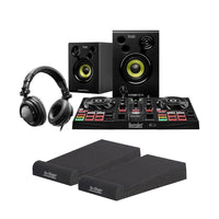 Hercules DJ Learning Kit Bundle with On-Stage ASP3001 Monitor Isolation Pads