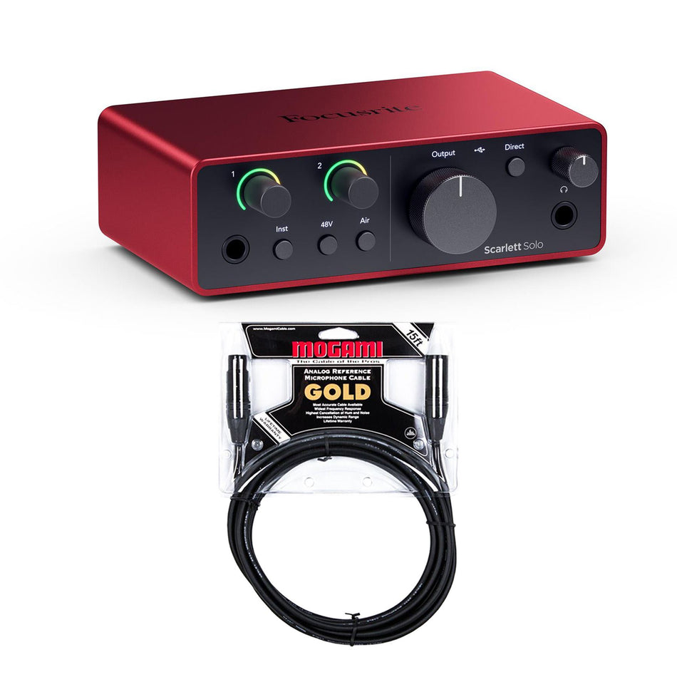 Focusrite Scarlett Solo (4th Gen) USB-C Audio Interface Bundle with Mogami Gold XLR Cable