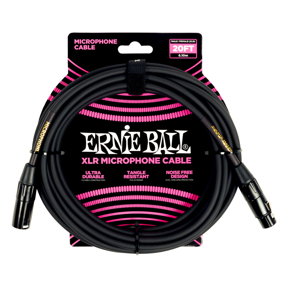 Ernie Ball P06388 20-foot Black Classic XLR Microphone Cable Male/Female