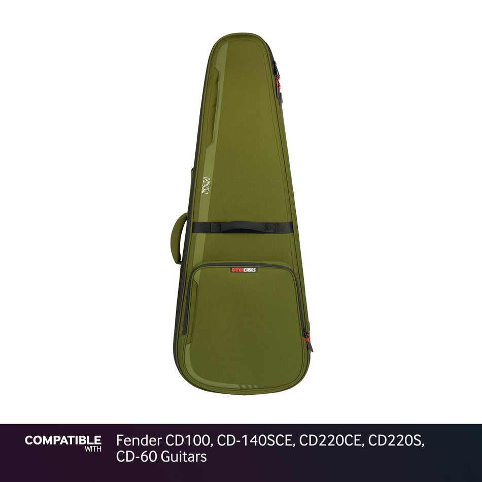Gator Green ICON Case for Fender CD100, CD-140SCE, CD220CE, CD220S, CD-60 Guitars