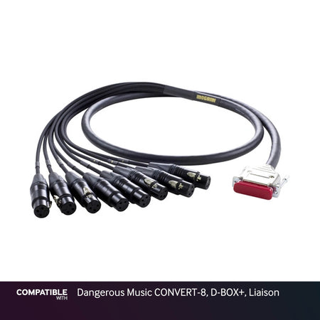 Mogami Gold 3-foot DB25 to XLRF Snake for Dangerous Music CONVERT-8, D-BOX+, Liaison