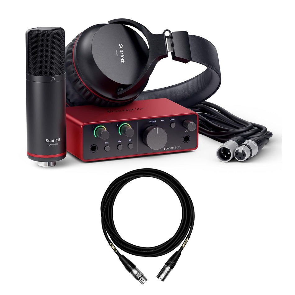 Focusrite Scarlett Solo Studio (4th Gen) Recording Package Bundle with Mogami XLR Cable