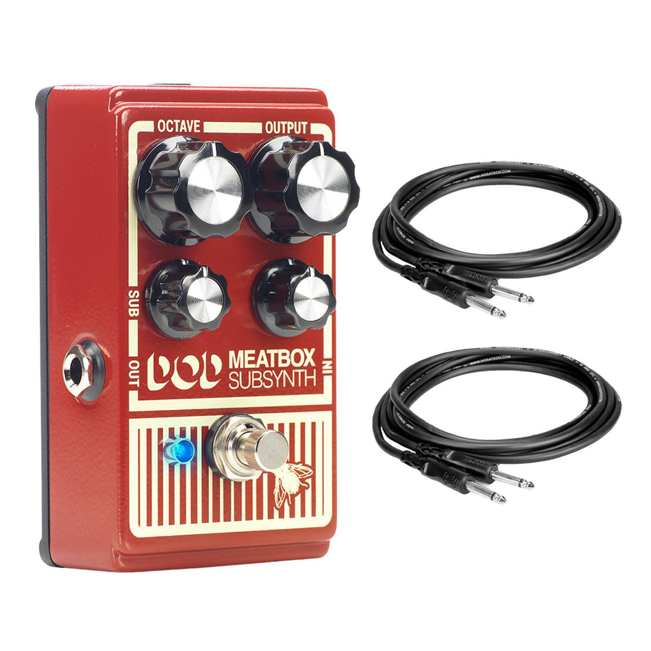 Digitech DOD Meatbox Sub Synth Pedal Bundle with 2 Hosa 1/4" Cables