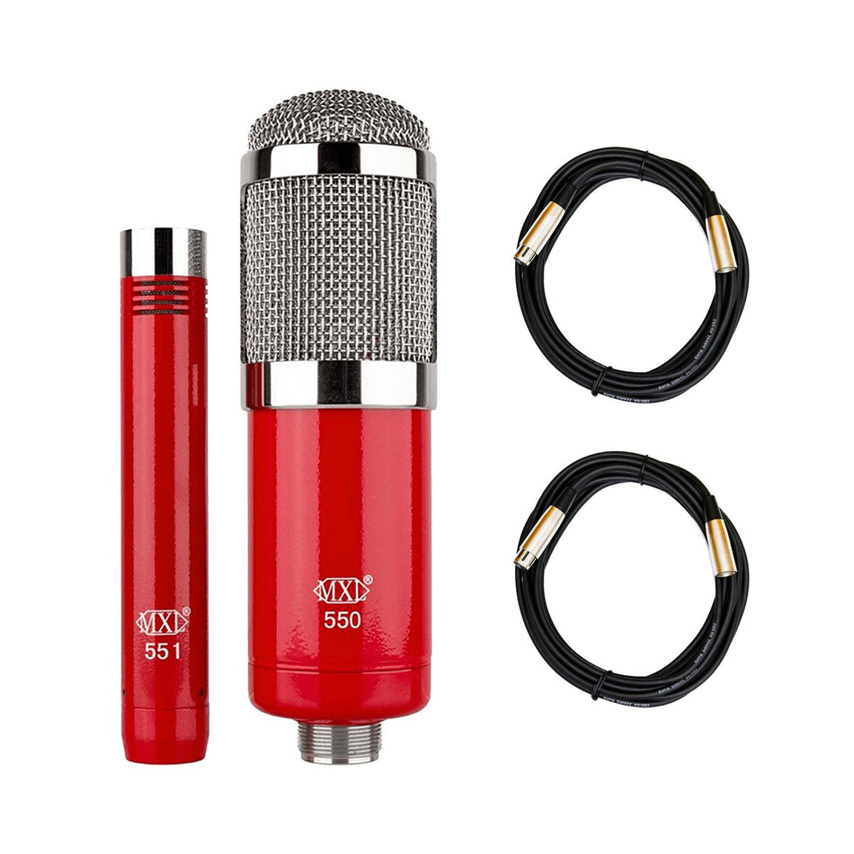 MXL 550-551R Microphone Recording Kit Bundle with 20-foot XLR Cables
