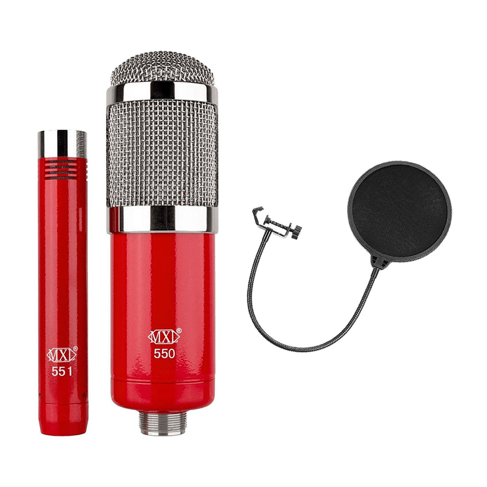 MXL 550-551R Microphone Recording Kit Bundle with Nylon Pop Filter