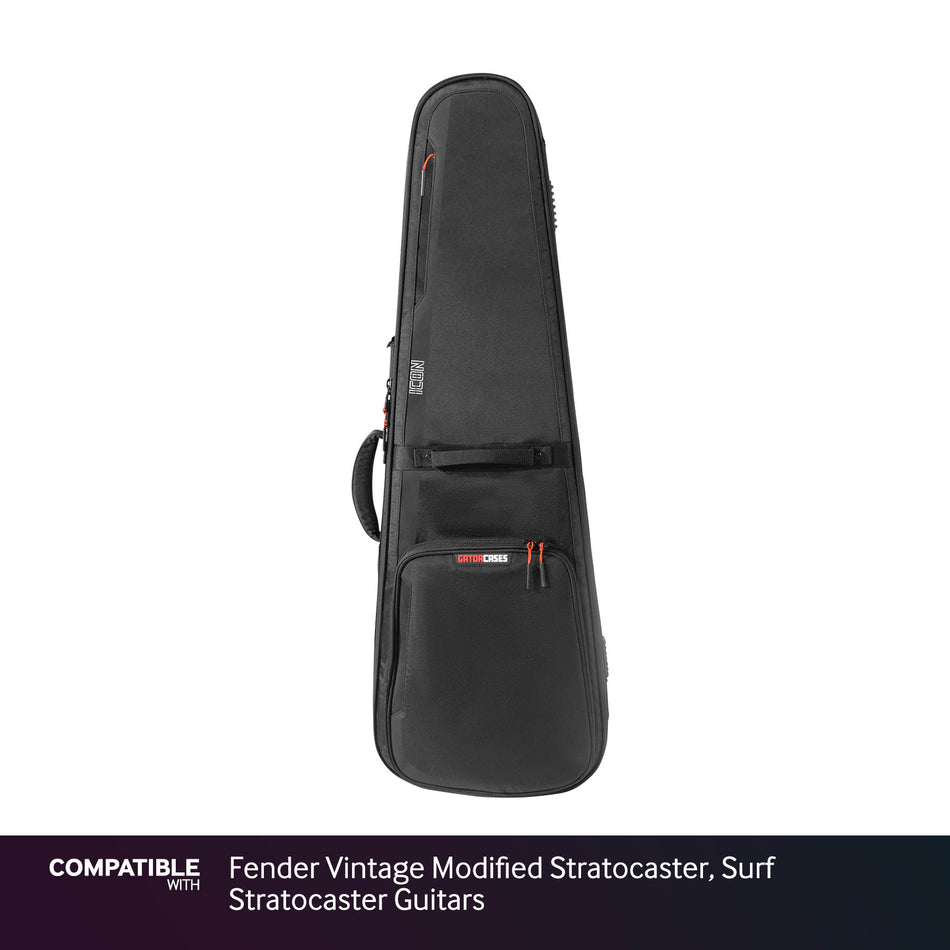 Gator Black ICON Case for Fender Vintage Modified Stratocaster, Surf Stratocaster Guitars