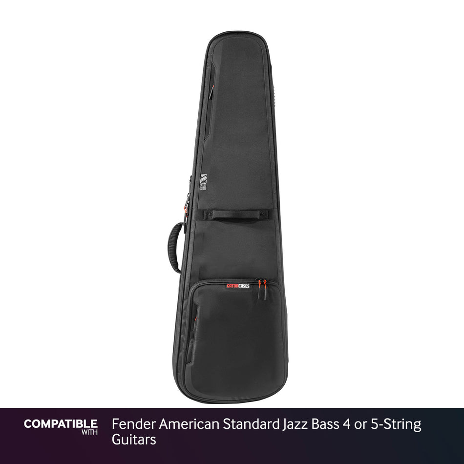 Gator Black ICON Case for Fender American Standard Jazz Bass 4 or 5-String Guitars
