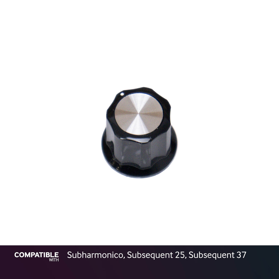 Moog Silver-Face Knob with Dot for Subharmonico, Subsequent 25, Subsequent 37