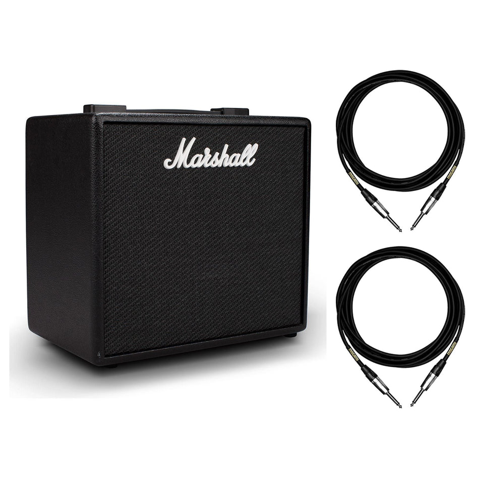 Marshall CODE25 Digital Combo Amplifier Bundle with 2 Mogami 1/4" TS Cables