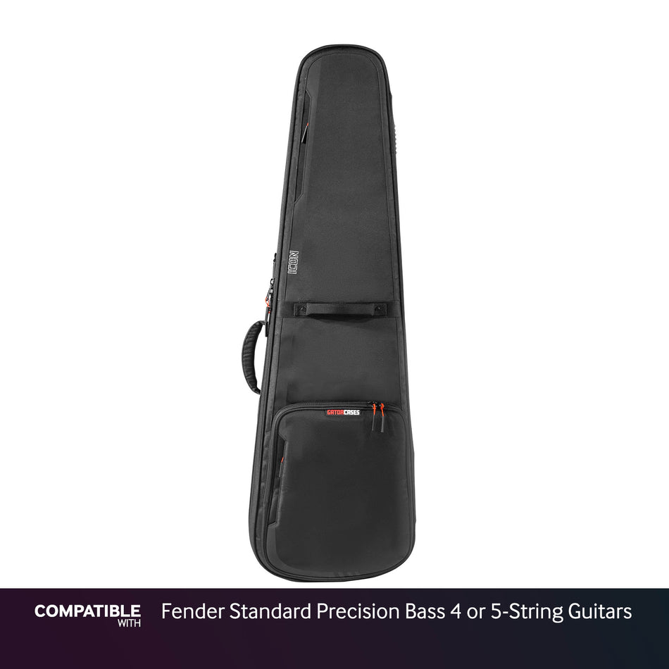 Gator Black ICON Case for Fender Standard Precision Bass 4 or 5-String Guitars