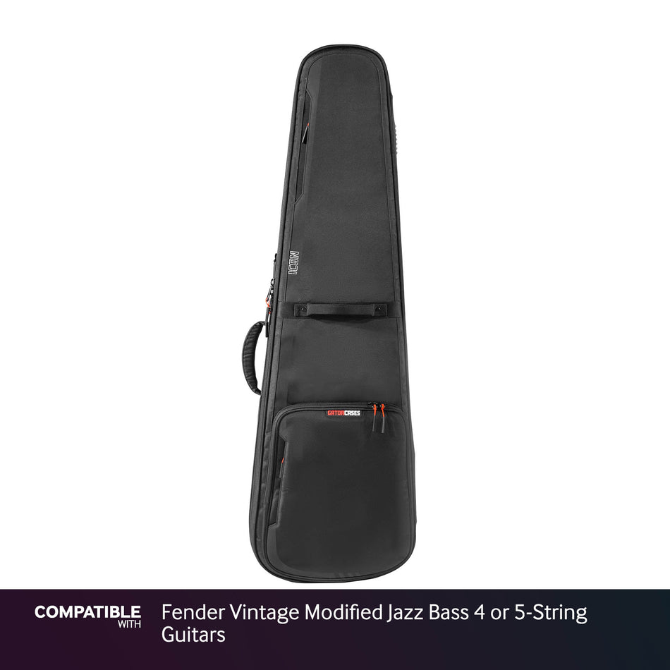 Gator Black ICON Case for Fender Vintage Modified Jazz Bass 4 or 5-String Guitars