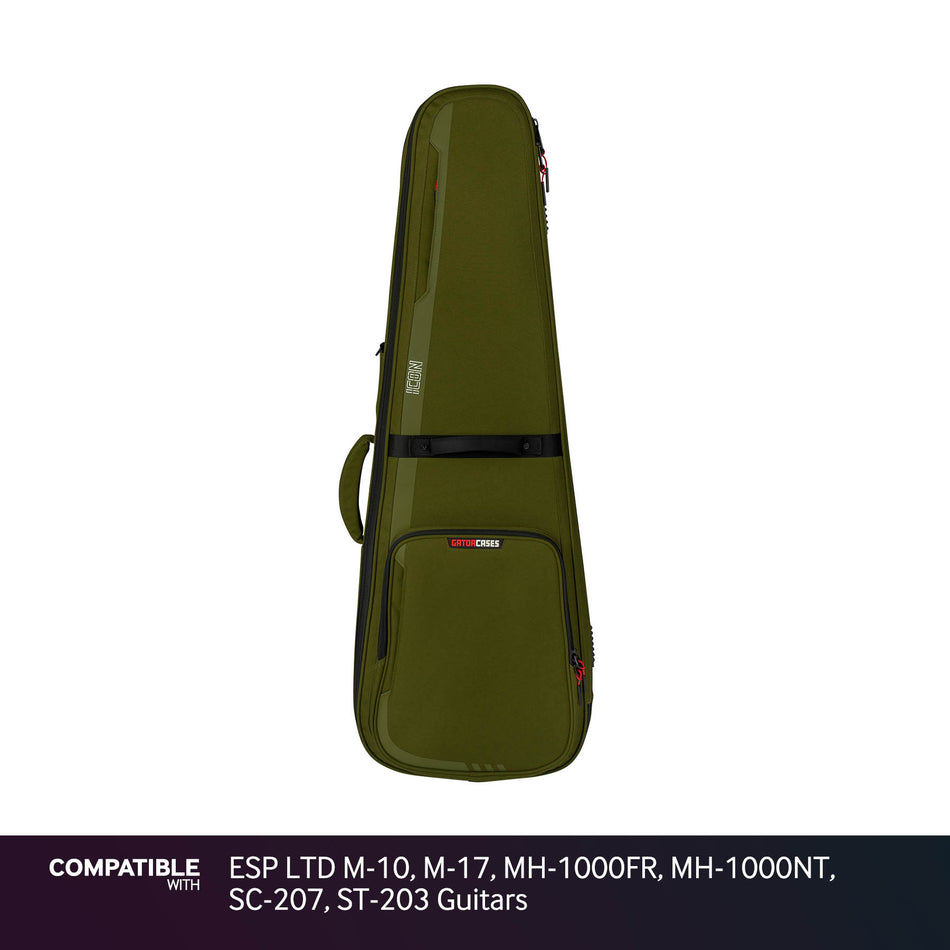 Gator Green ICON Case for ESP LTD M-10, M-17, MH-1000FR, MH-1000NT, SC-207, ST-203 Guitars