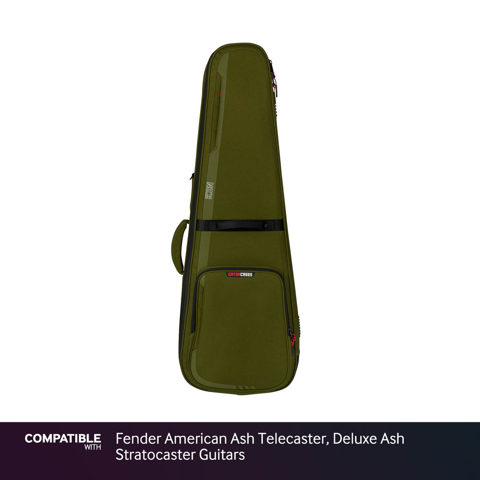 Gator Green ICON Case for Fender American Ash Telecaster, Deluxe Ash Stratocaster Guitars
