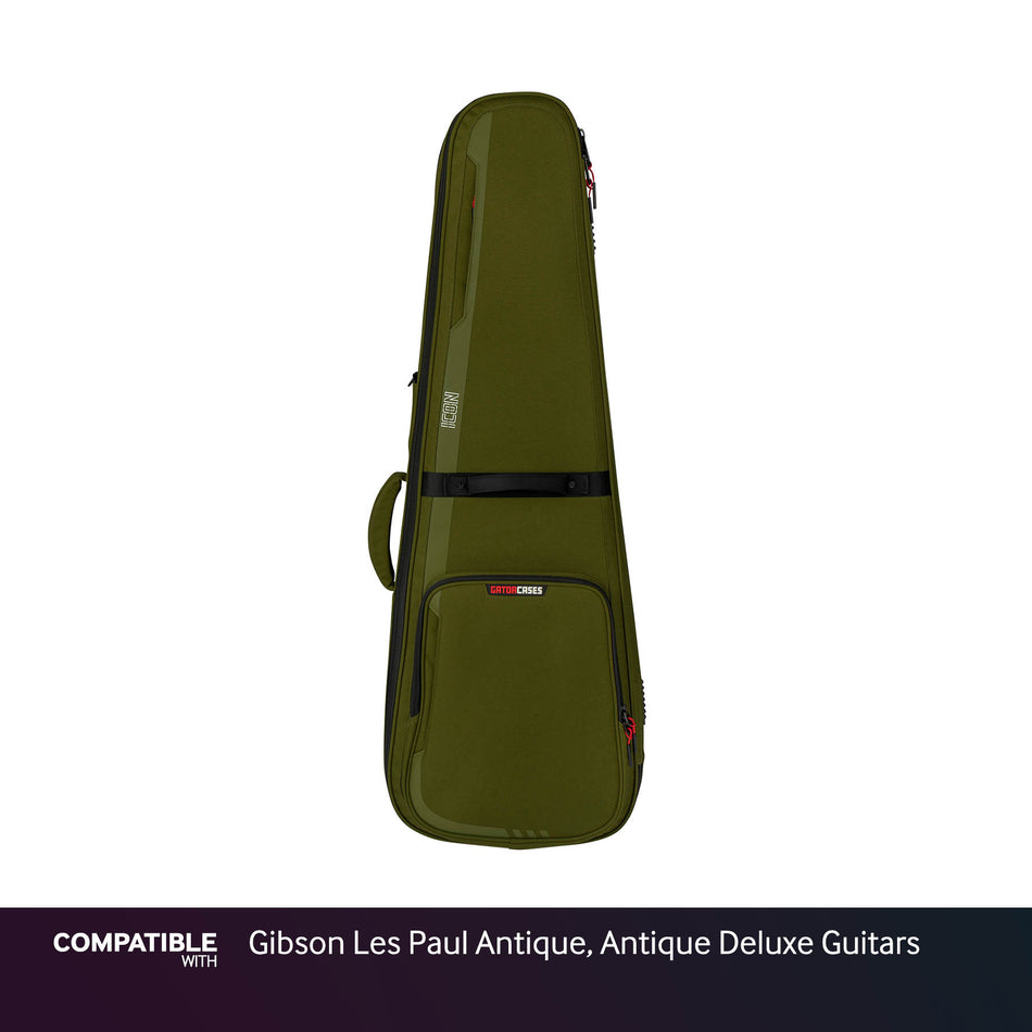 Gator Green ICON Case for Gibson Les Paul Antique, Antique Deluxe Guitars