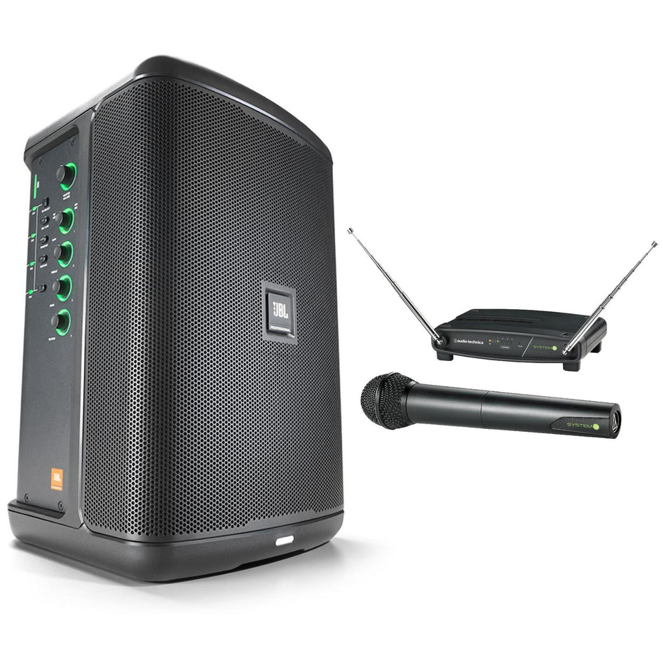 JBL EON ONE Compact Portable PA Speaker w/ Audio-Technica ATW-902a Handheld Wireless System Bundle